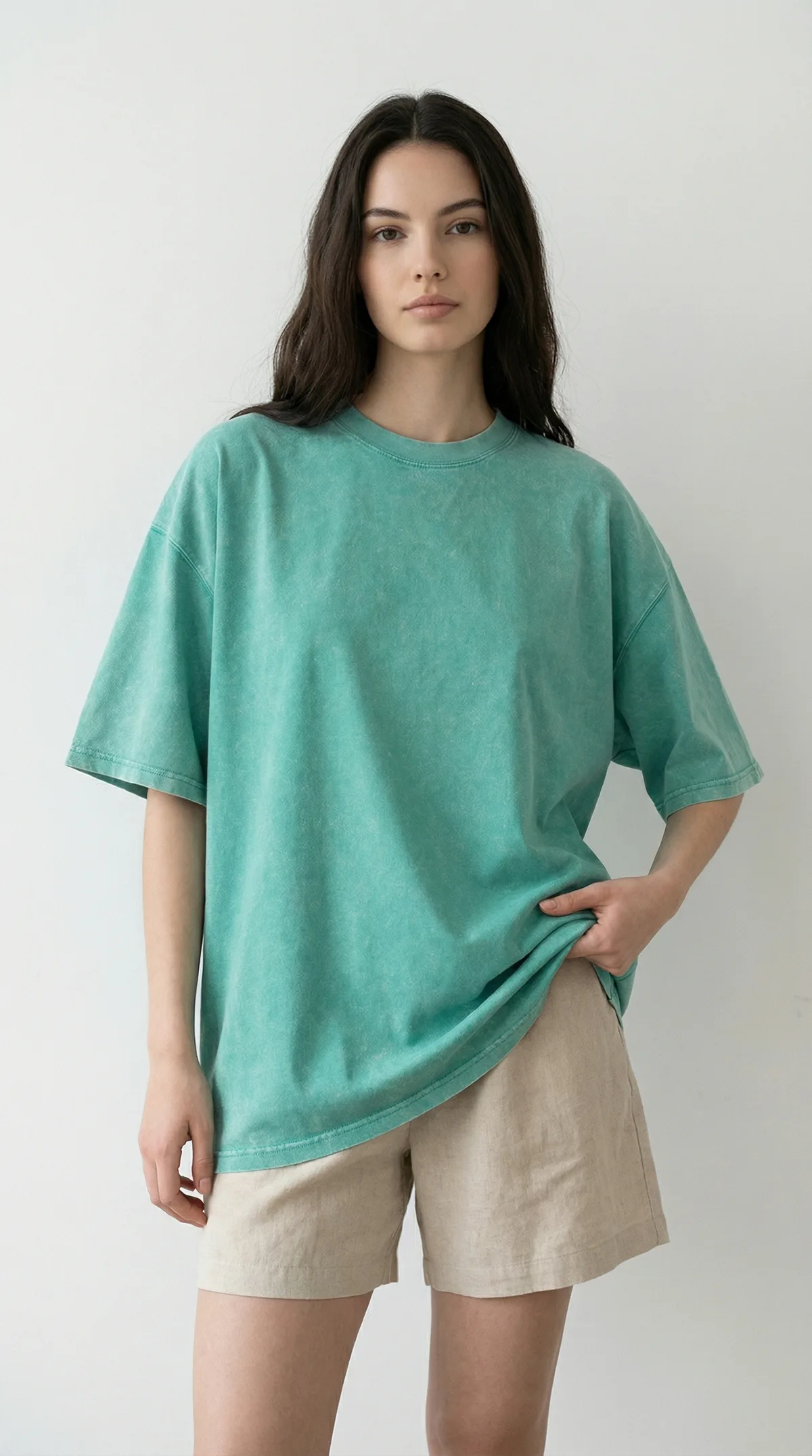 230gsm Cotton Vintage Washed Drop Shoulder T-Shirt